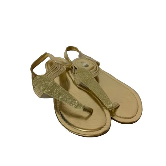 R Brand Gold Shimmer 8.5 Womens Thong Sandal - Picture 1 of 5